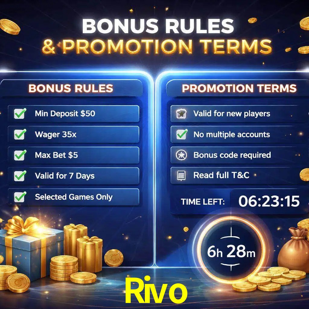 Reglas de promoción Rivo y condiciones de bonos explicadas visualmente