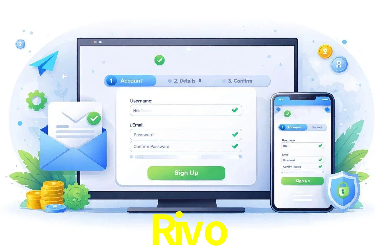 Registro de nuevo usuario y configuración de cuenta Rivo